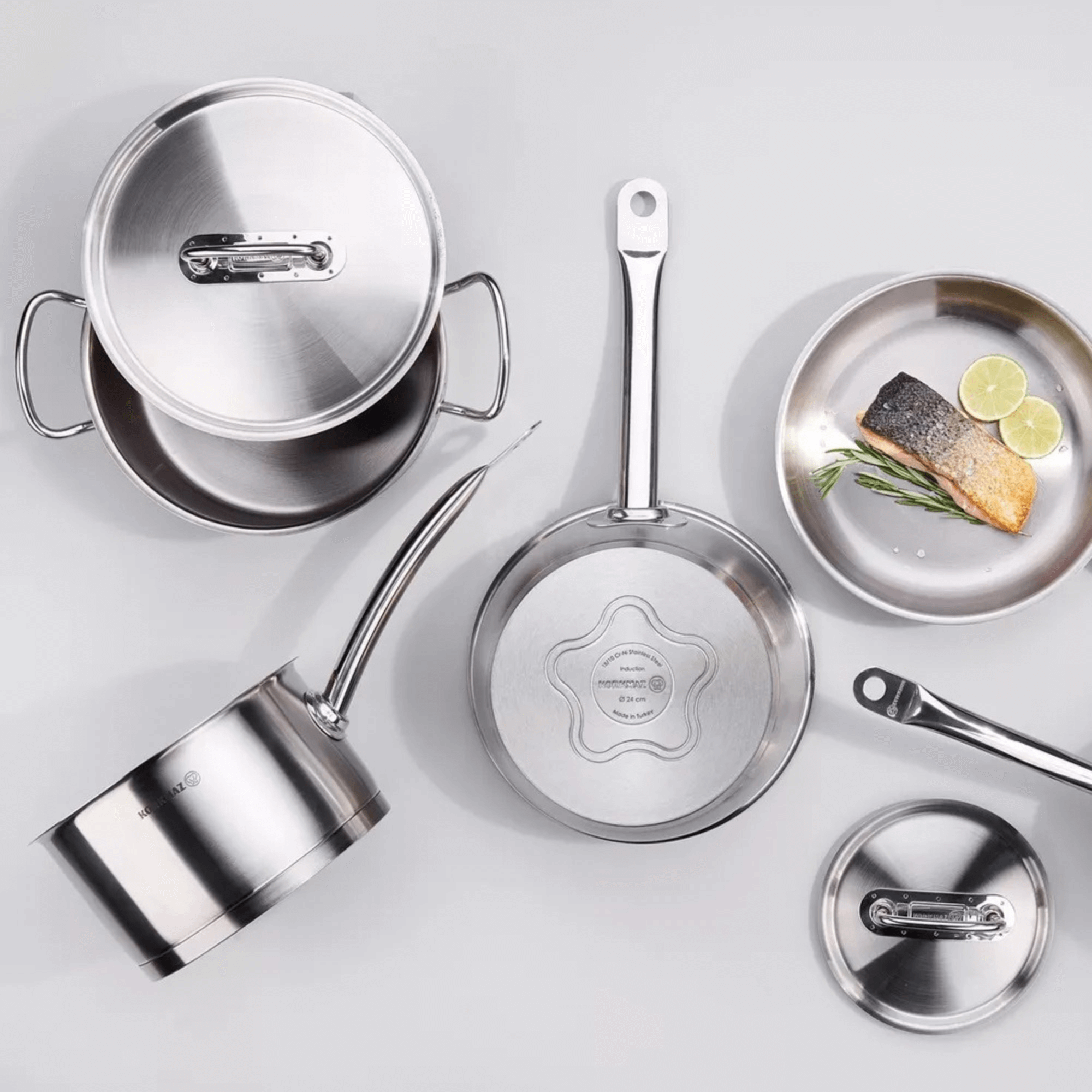 Korkmaz Proline Professional Series 2.8 Liter Stainless Steel Low Casserole with Lid Jupiter Gear Home