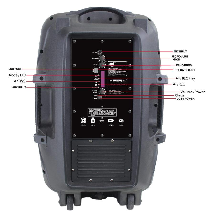 Naxa Portable 15 inch Bluetooth Party Speaker with Disco Light (NDS-1517) Jupiter Gear Home