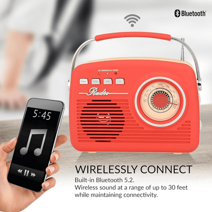 Supersonic Multi-Function Bluetooth Retro Speaker with Rechargeable Battery Jupiter Gear Home