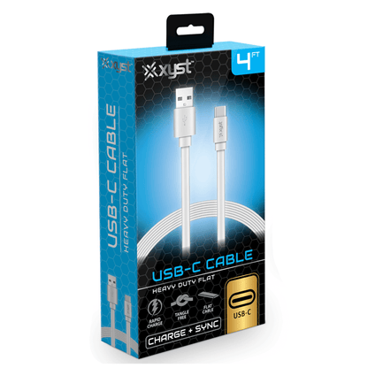 Xyst Charge and Sync USB to USB-C Flat Cable 4Ft Jupiter Gear Home