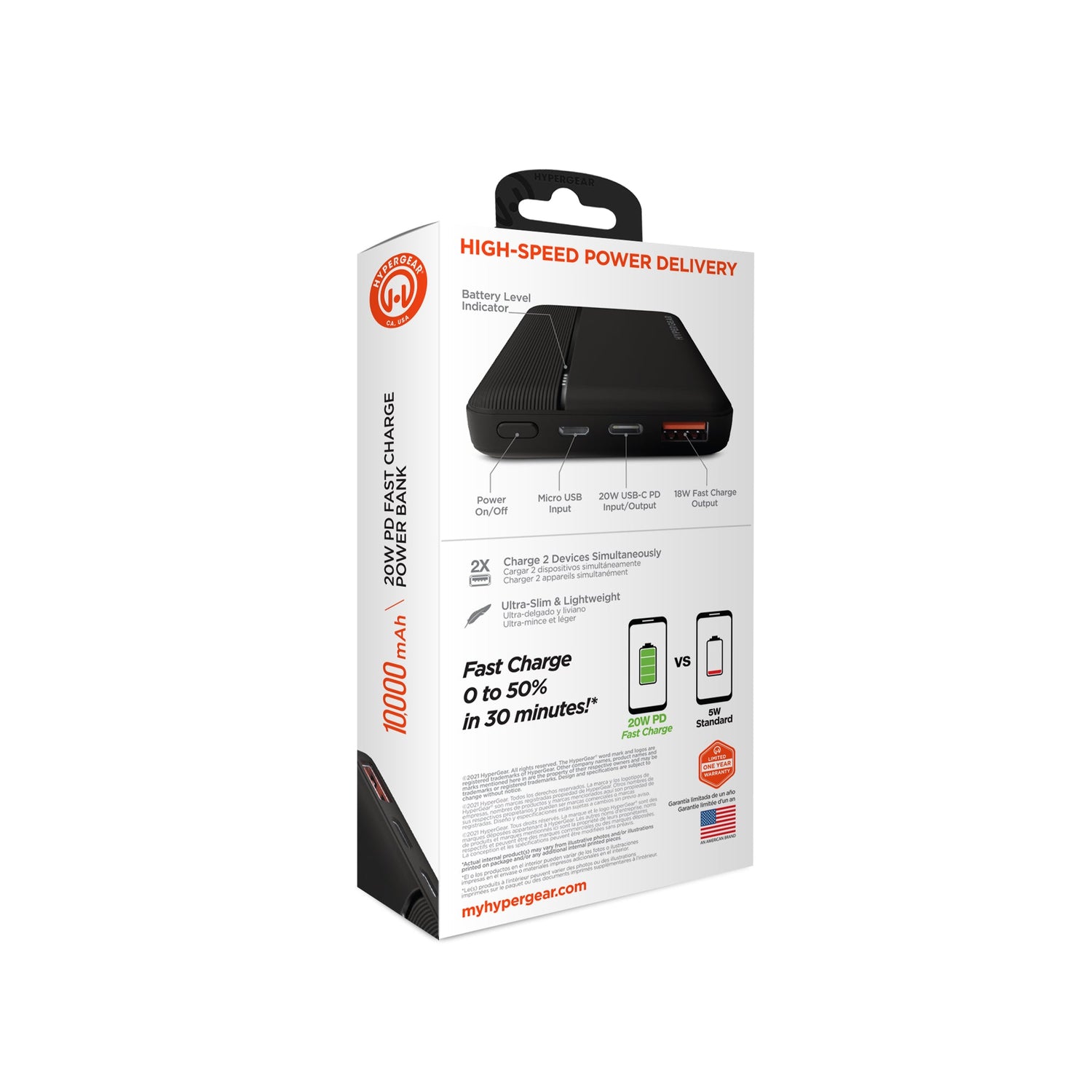 HyperGear 10000mAh 20W PD + USB Power Bank Jupiter Gear Home