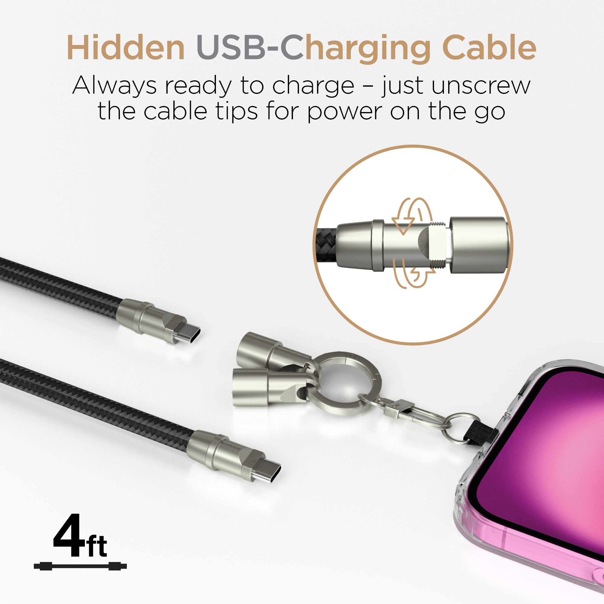 HyperGear 2-in-1 Universal Crossbody Phone Strap and Charging Cable Jupiter Gear Home