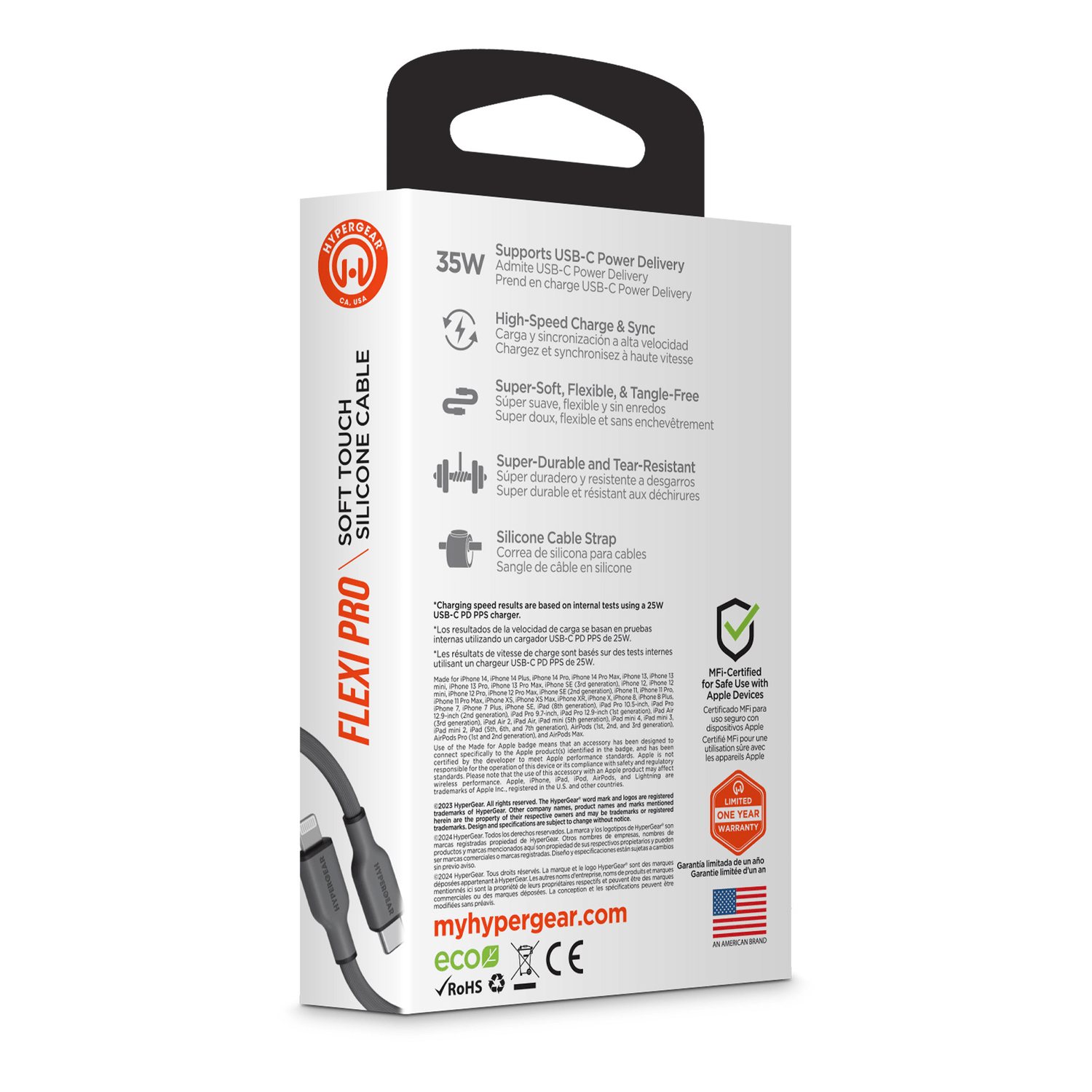 HyperGear Flexi PRO USB-C to Lightning Cable 6ft Jupiter Gear Home