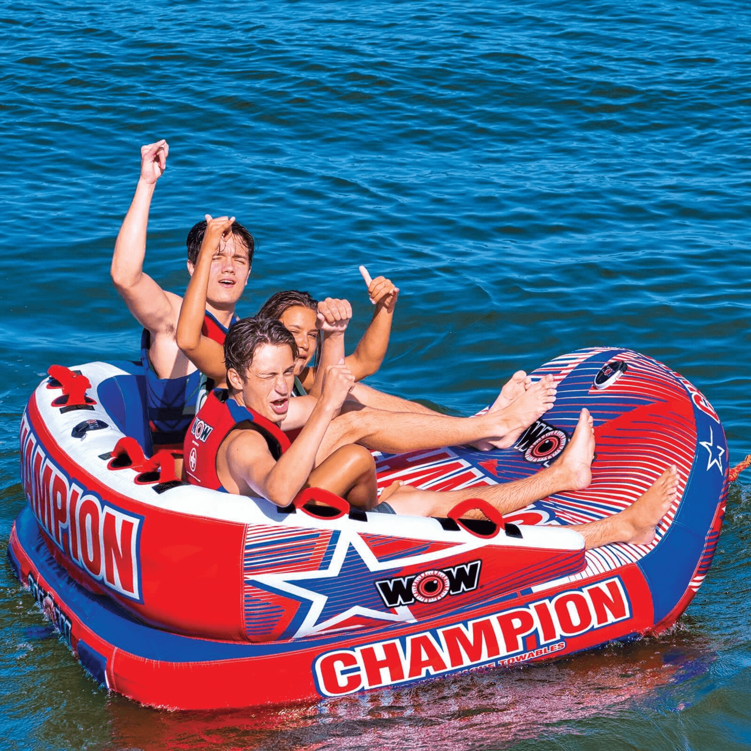 WOW Watersports Champion 3-Person Towable with EZ Up Nose Jupiter Gear Home