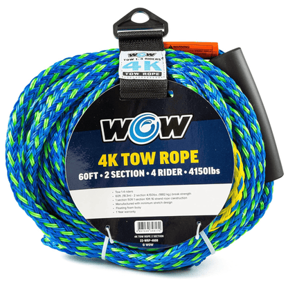 WOW Watersports 60ft 4-Rider 4K Tow Rope with 2 Sections Jupiter Gear Home