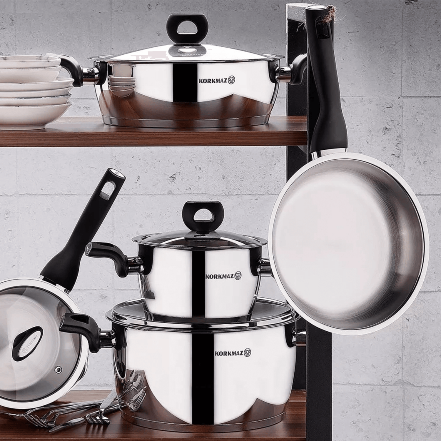Korkmaz Nora 2L Stainless Steel Casserole with Lid Jupiter Gear Home