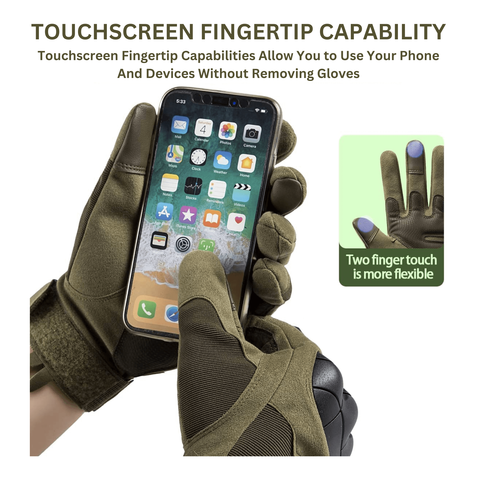 JupiterGear Tactical Military Airsoft Gloves for Outdoor Sports, Paintball, and Motorcycling with Touchscreen Fingertip Capability Jupiter Gear Home