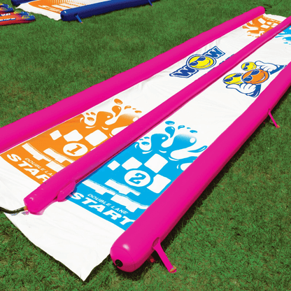 WOW Watersports Giant Backyard Double Lane Lawn Slide, Heavy Duty PVC and 2 Inflatable Sleds Jupiter Gear Home