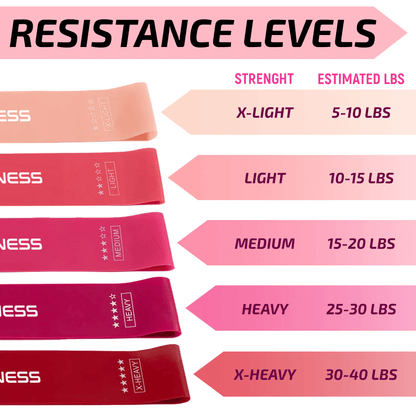 XGear Fitness Loop Resistance Band Set of 5 for Women with Carry Bag Jupiter Gear Home