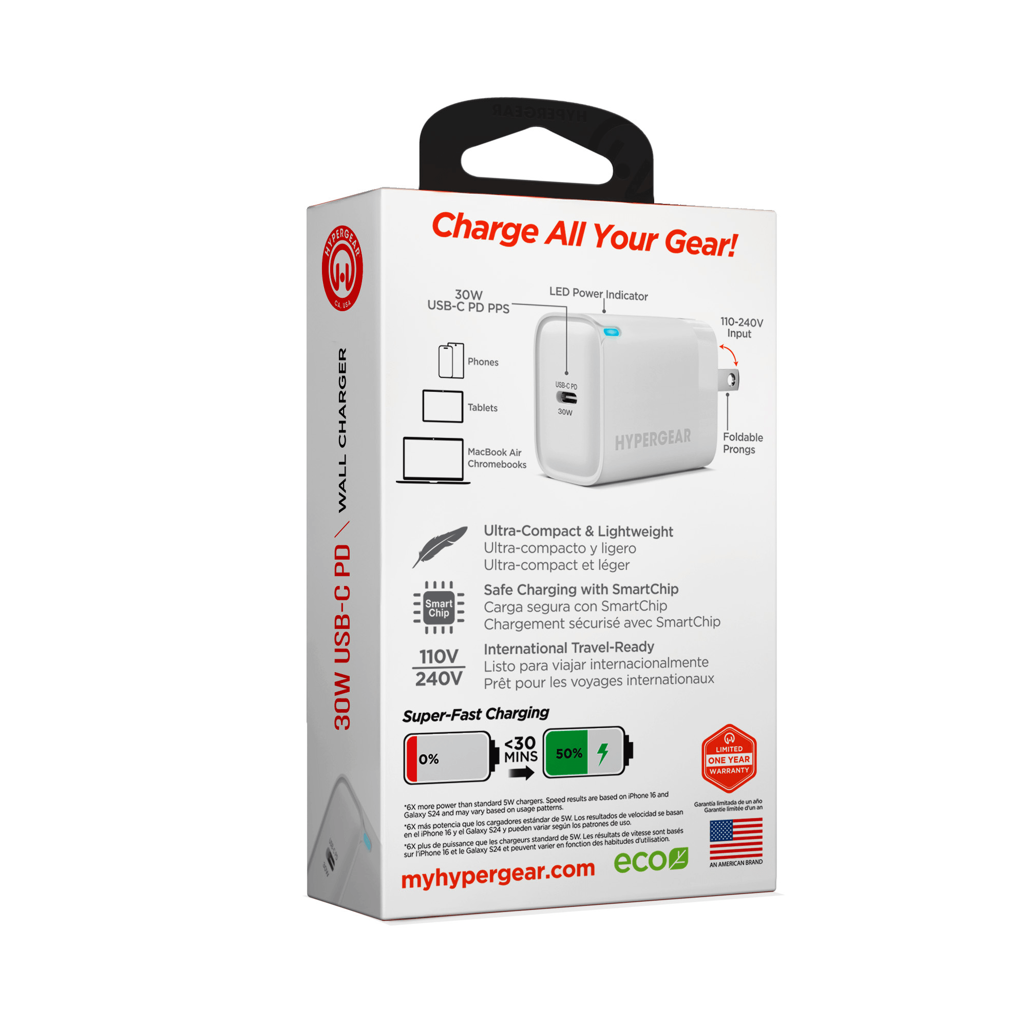 HyperGear 30W USB-C PD Fast Wall Charger with PPS Jupiter Gear Home