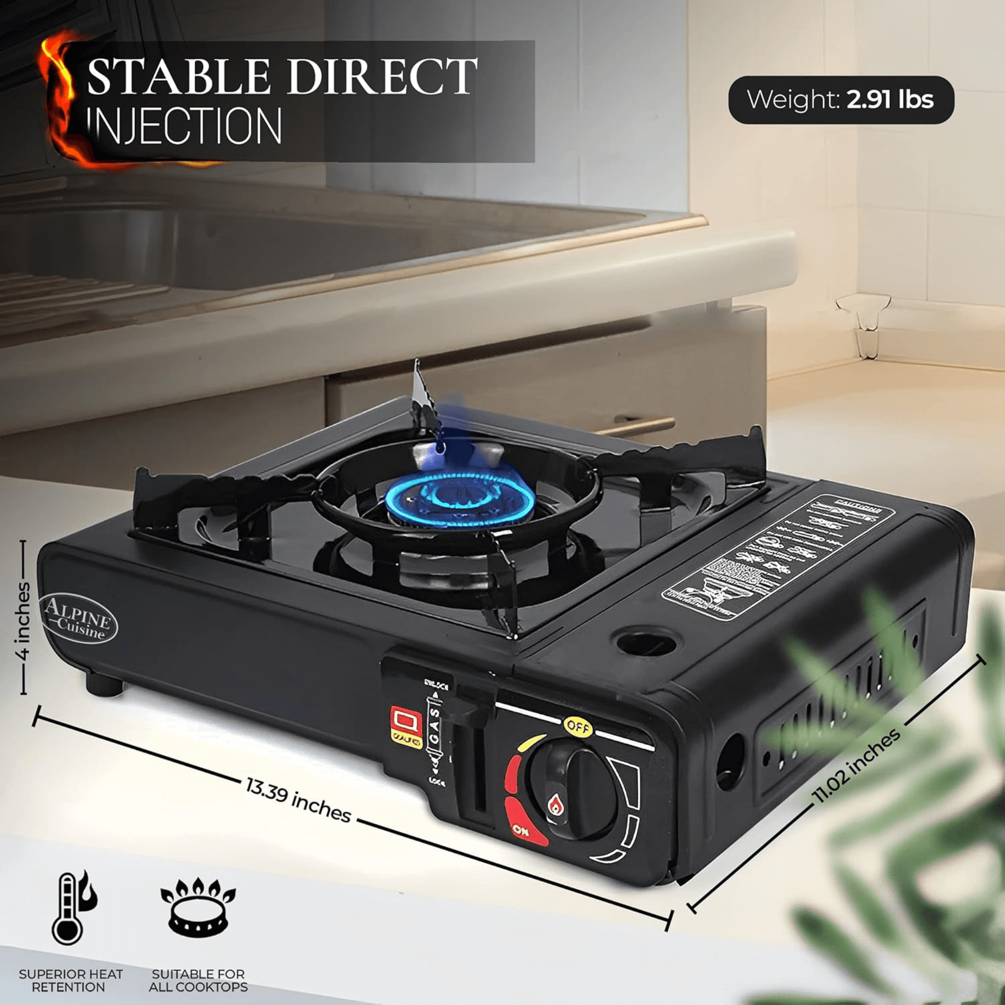 Alpine Cuisine Lightweight Portable Gas Stove for Outdoor and Indoor Cooking Jupiter Gear Home