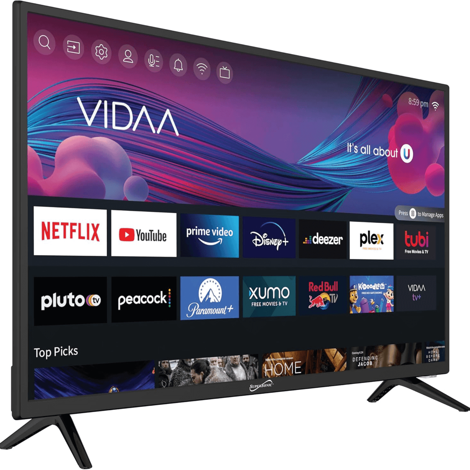 Supersonic 32-inch DLED Smart HDTV with DVD Player ATSC and NTSC System ACDC Compatible Jupiter Gear Home