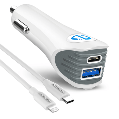 Naztech N420 PD25W+2.4A Car Charger + C to MFI 4ft Cable Jupiter Gear Home