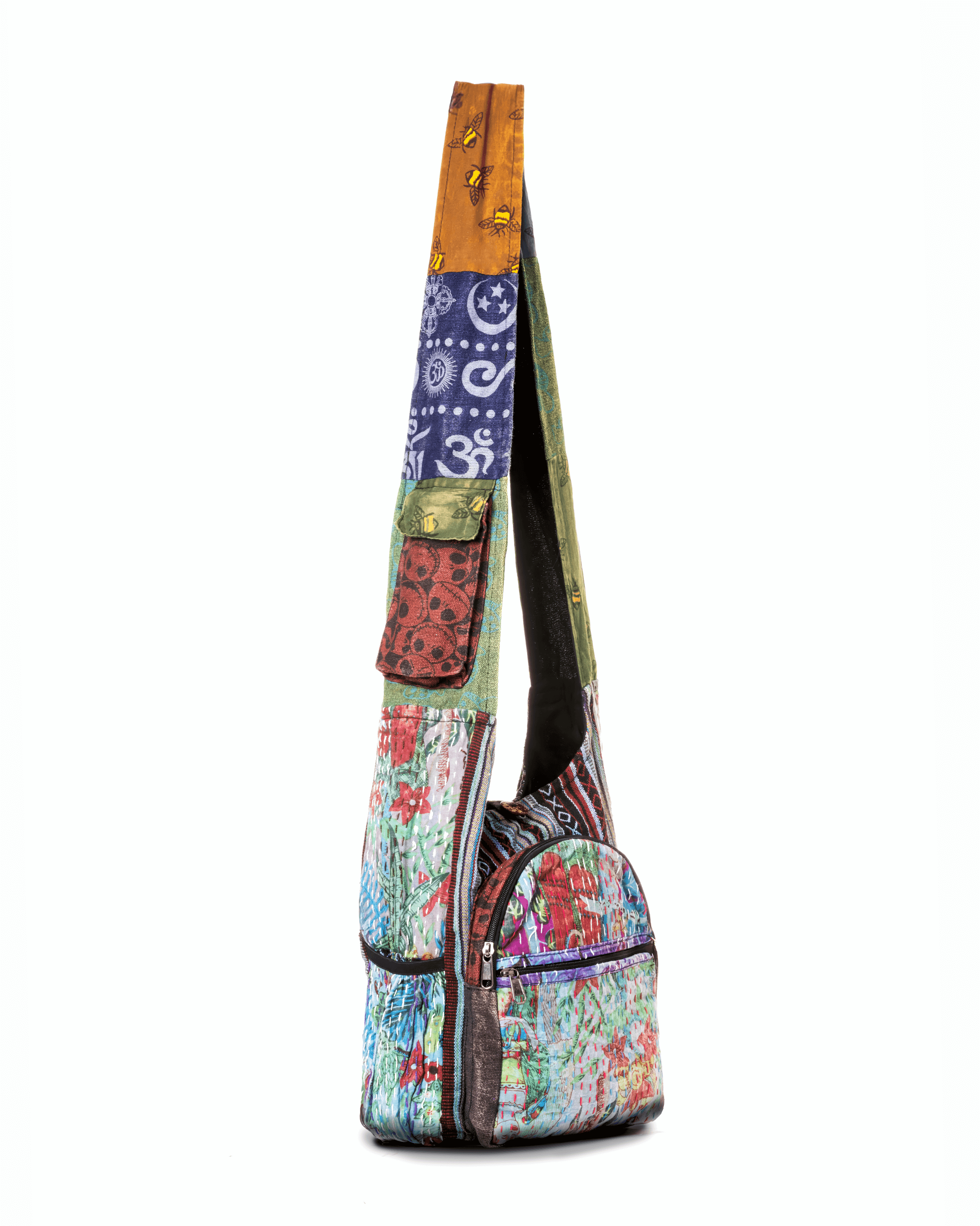 Kathmandu Collection Vintage Patchwork Hobo Bag with Water Bottle Pockets Jupiter Gear Home