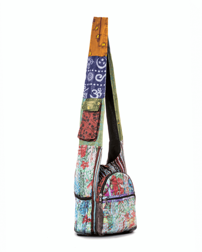 Kathmandu Collection Vintage Patchwork Hobo Bag with Water Bottle Pockets Jupiter Gear Home
