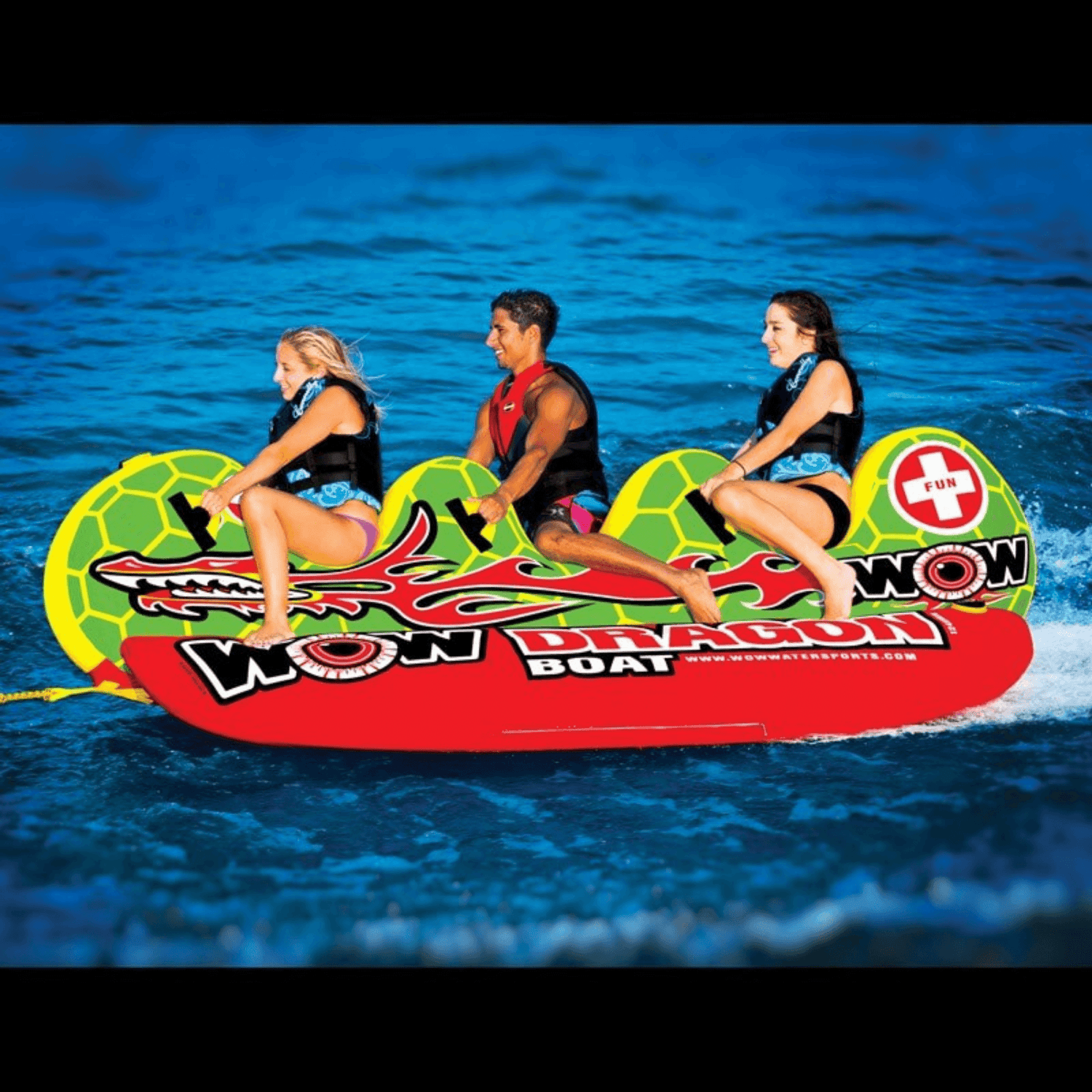 WOW Watersports Dragon Boat 3 Person Inflatable Towable and Ski Tube Jupiter Gear Home