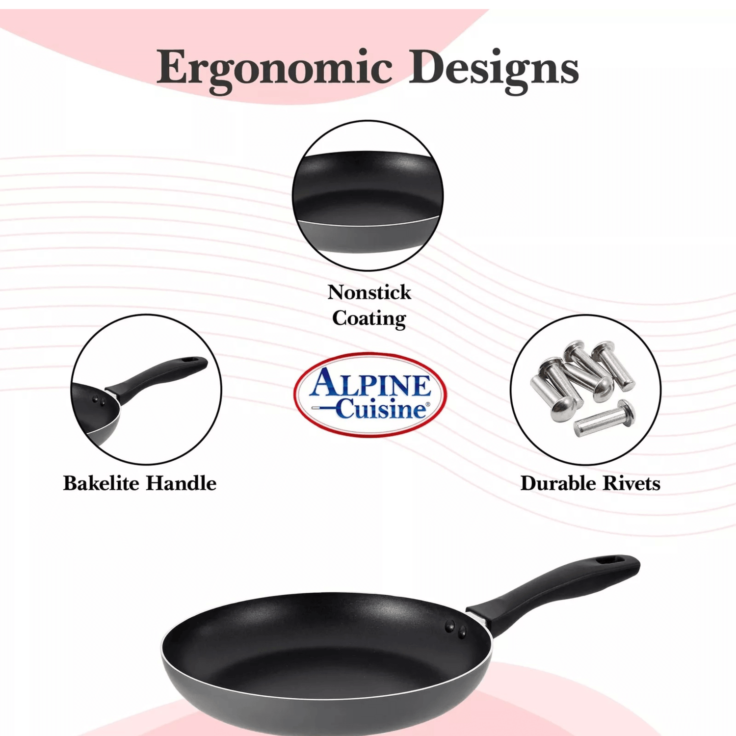 Alpine Cuisine Non-Stick 3-Piece Aluminum Fry Pan Set Jupiter Gear Home