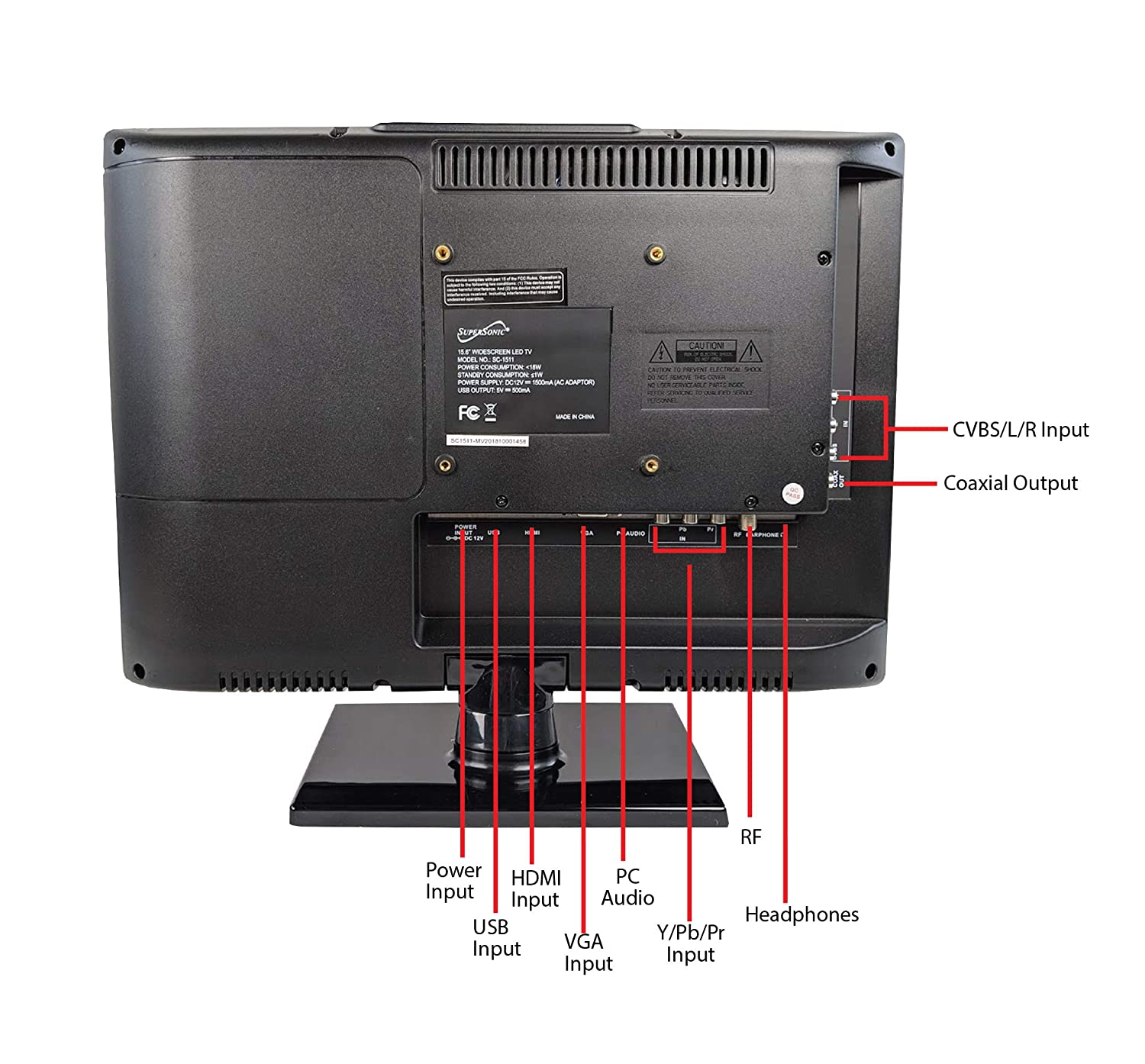 Supersonic 13.3" 12 Volt ACDC Widescreen LED HDTV with USB and HDMI (SC-1311) Jupiter Gear Home