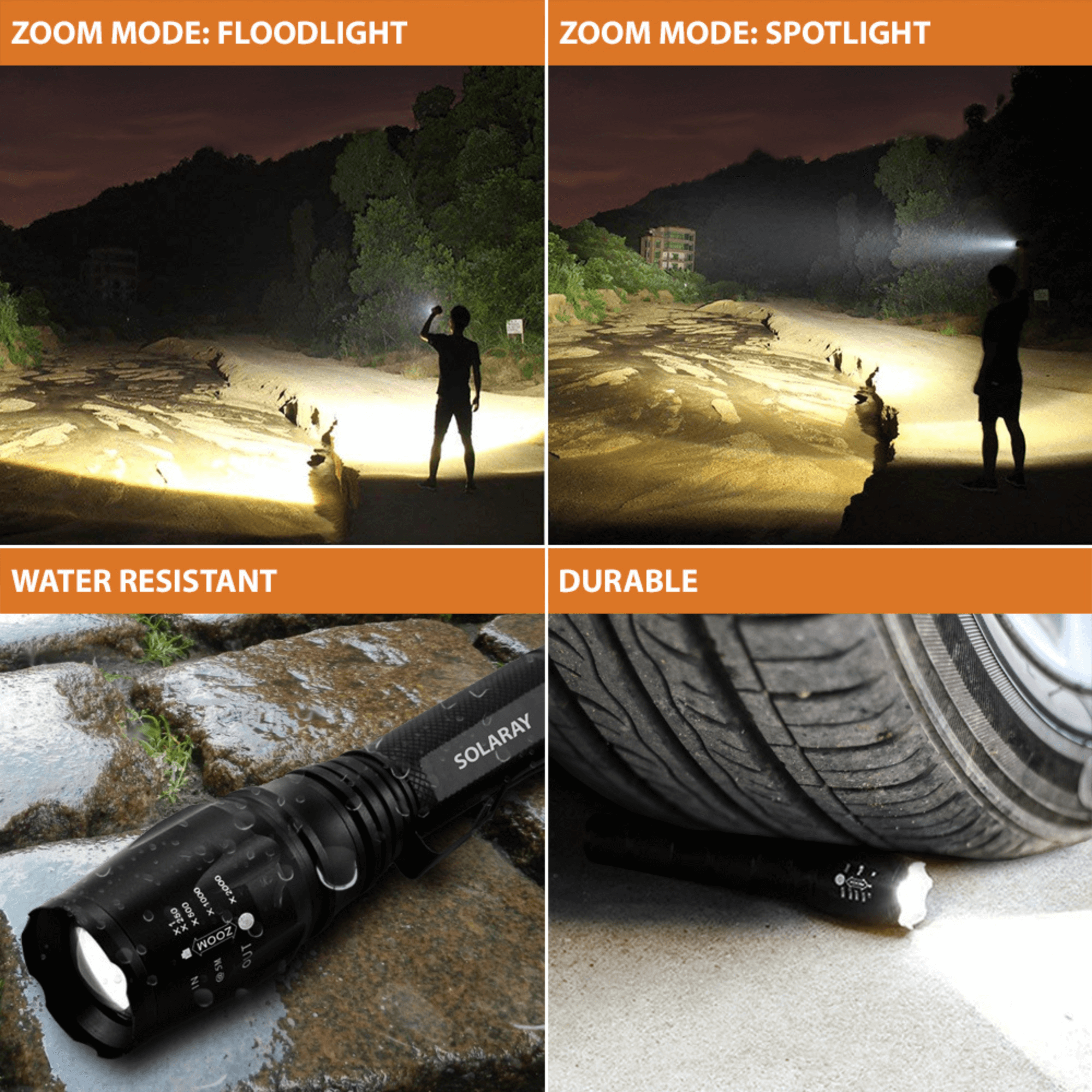 Solaray ZX1-XL 18650 Tactical Flashlight Jupiter Gear Home