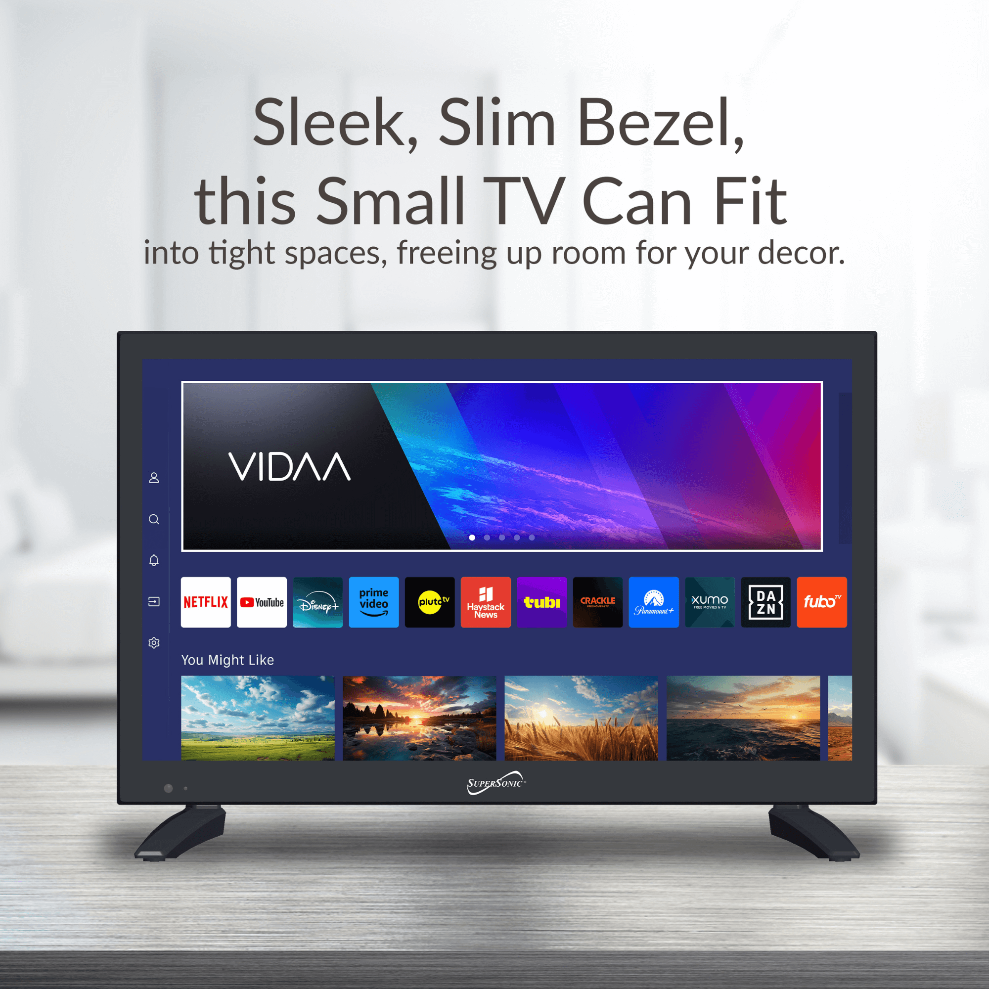 Supersonic 19" VIDAA ACDC Compatible LED Smart TV with Built-In WiFi Jupiter Gear Home