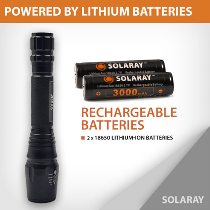 Solaray ZX-1XL 18650 LED Tactical Flashlight Kit Jupiter Gear Home