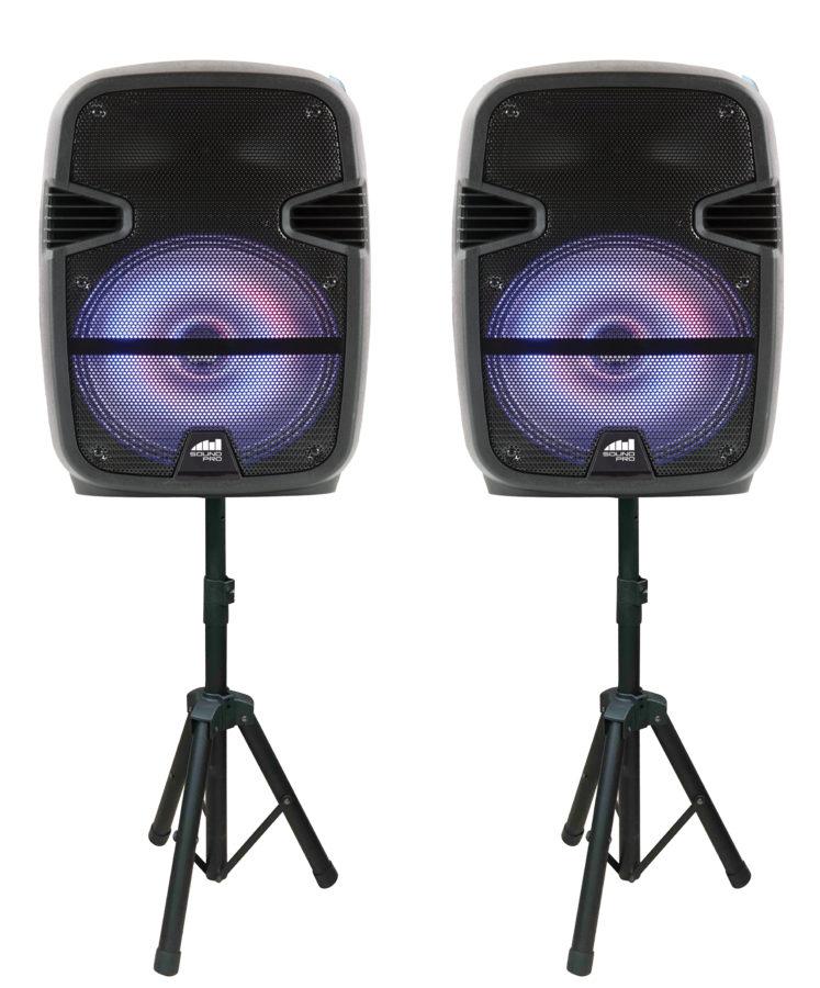 Naxa Dual 12 inch Bluetooth® True Wireless Sync Party Speakers with Disco Light Combo (NDS-1218D) Jupiter Gear Home