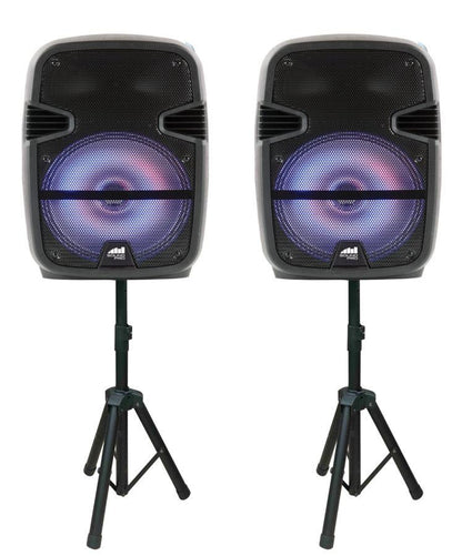 Naxa Dual 12 inch Bluetooth® True Wireless Sync Party Speakers with Disco Light Combo (NDS-1218D) Jupiter Gear Home