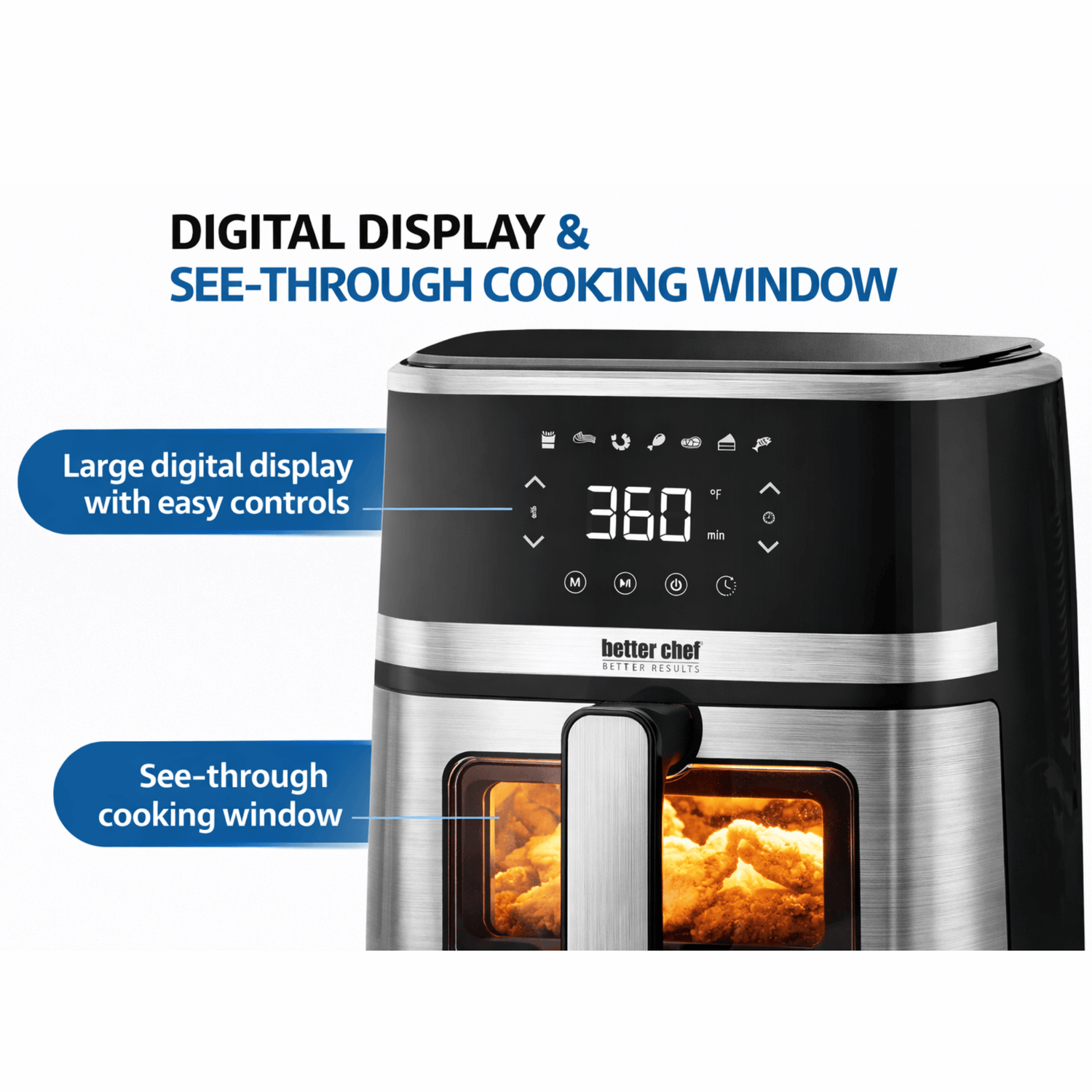Better Chef Stainless Steel 5L Digital Display Air Fryer Jupiter Gear Home