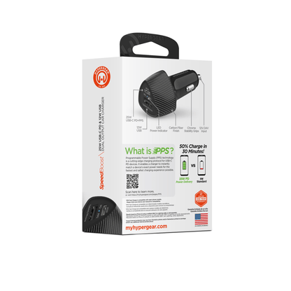 HyperGear SpeedBoost 25W USB-C PD + 12W USB Fast Car Charger with PPS Jupiter Gear Home