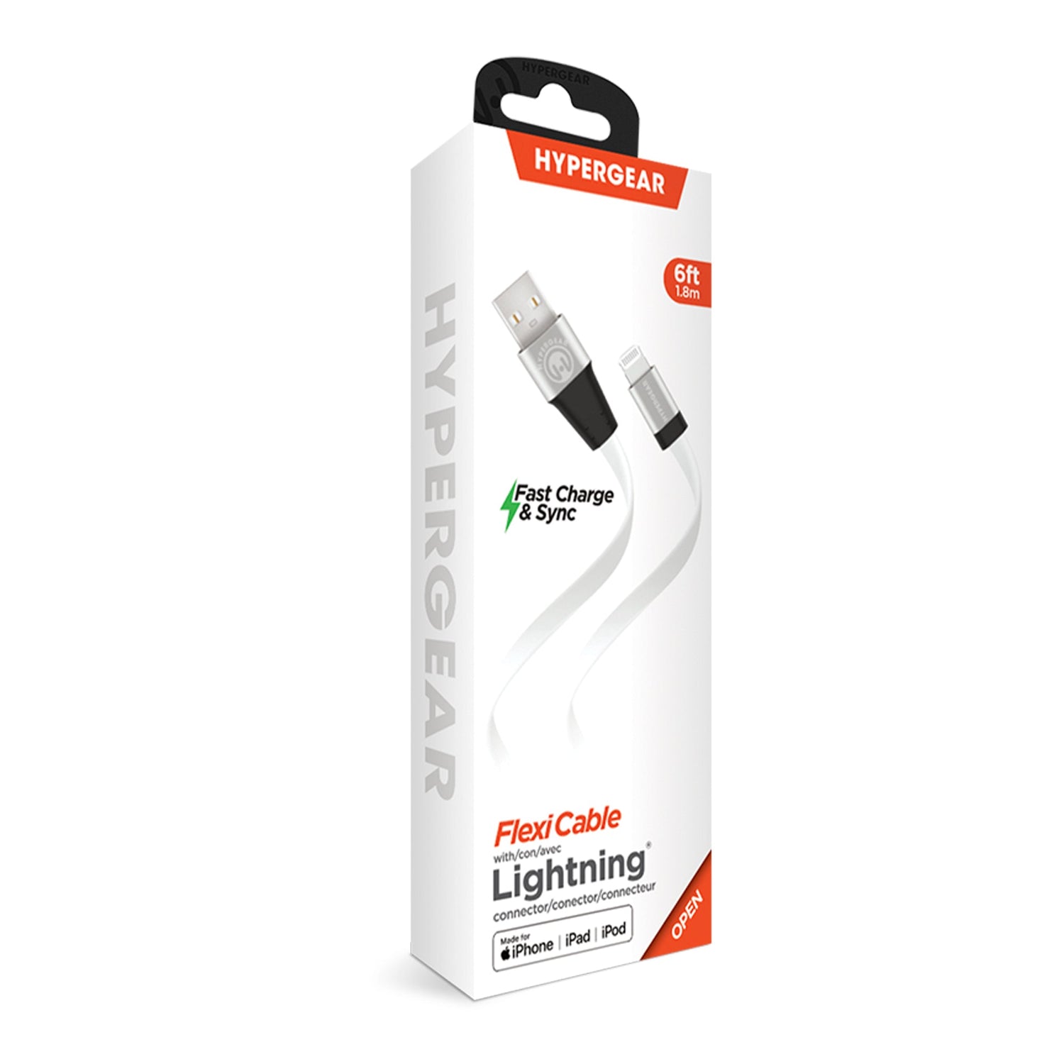 HyperGear Flexi USB to Lightning Flat Cable 6ft Jupiter Gear Home