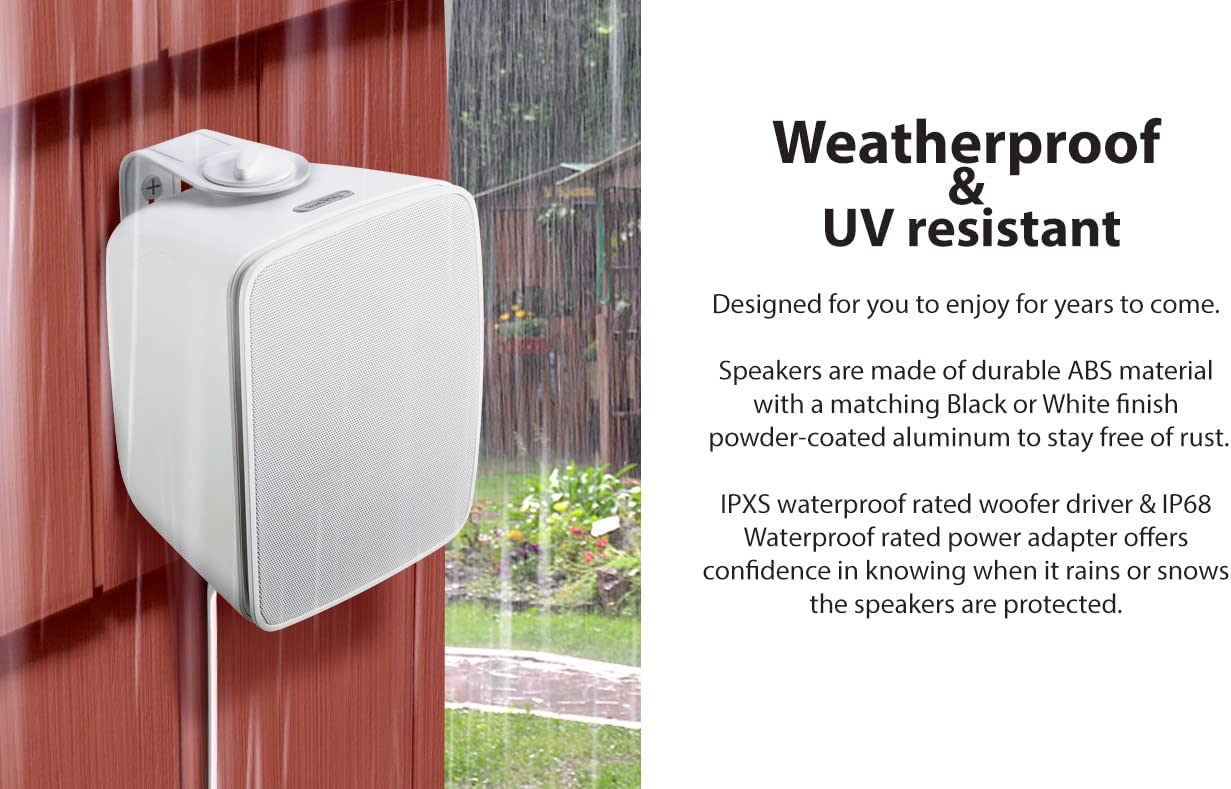 SoundPro Dual Bluetooth Weatherproof Indoor &amp; Outdoor Wall-Mount Loudspeakers Jupiter Gear Home