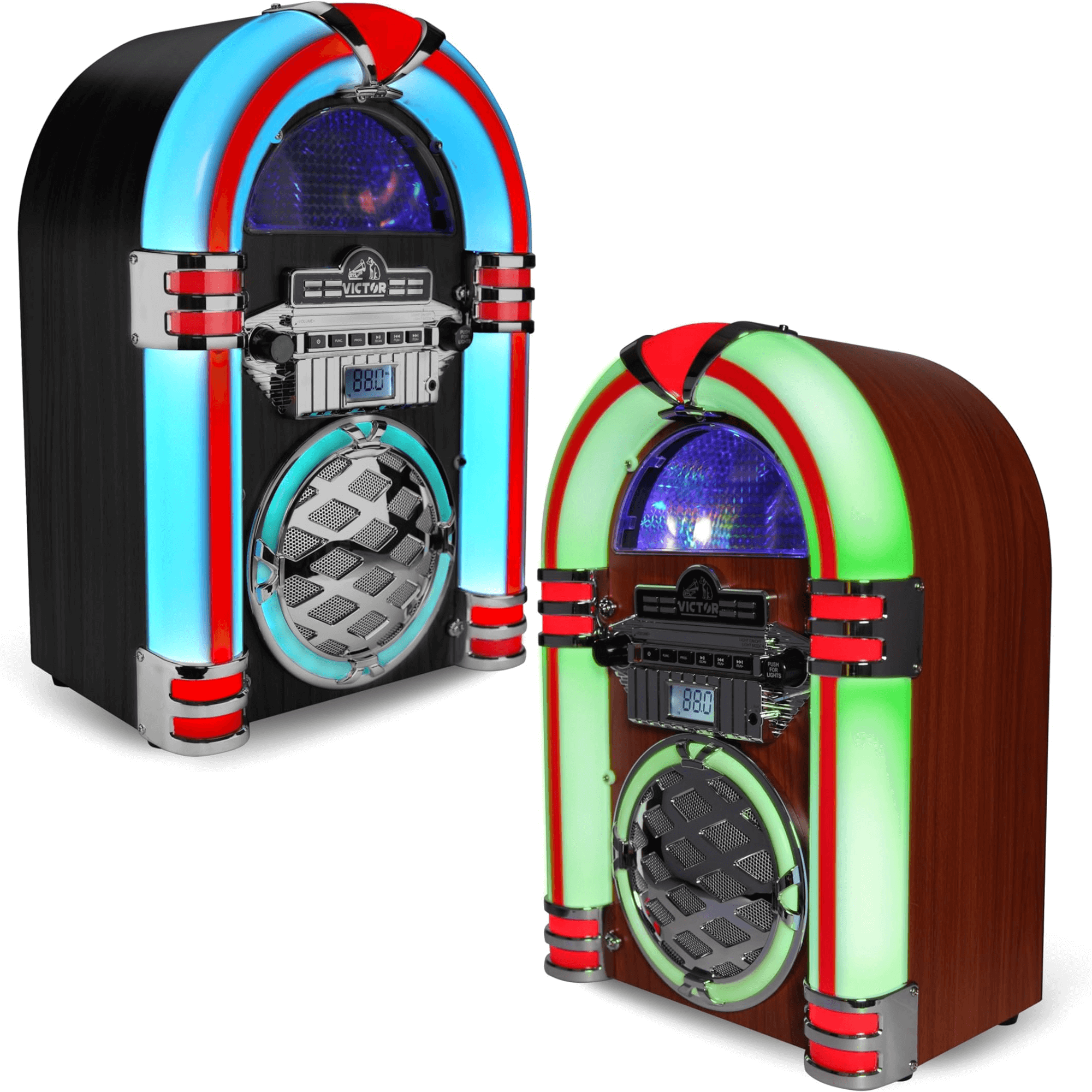 Victor Wilshire Bluetooth Jukebox with Multicolor LED Lighting and FM Radio Jupiter Gear Home