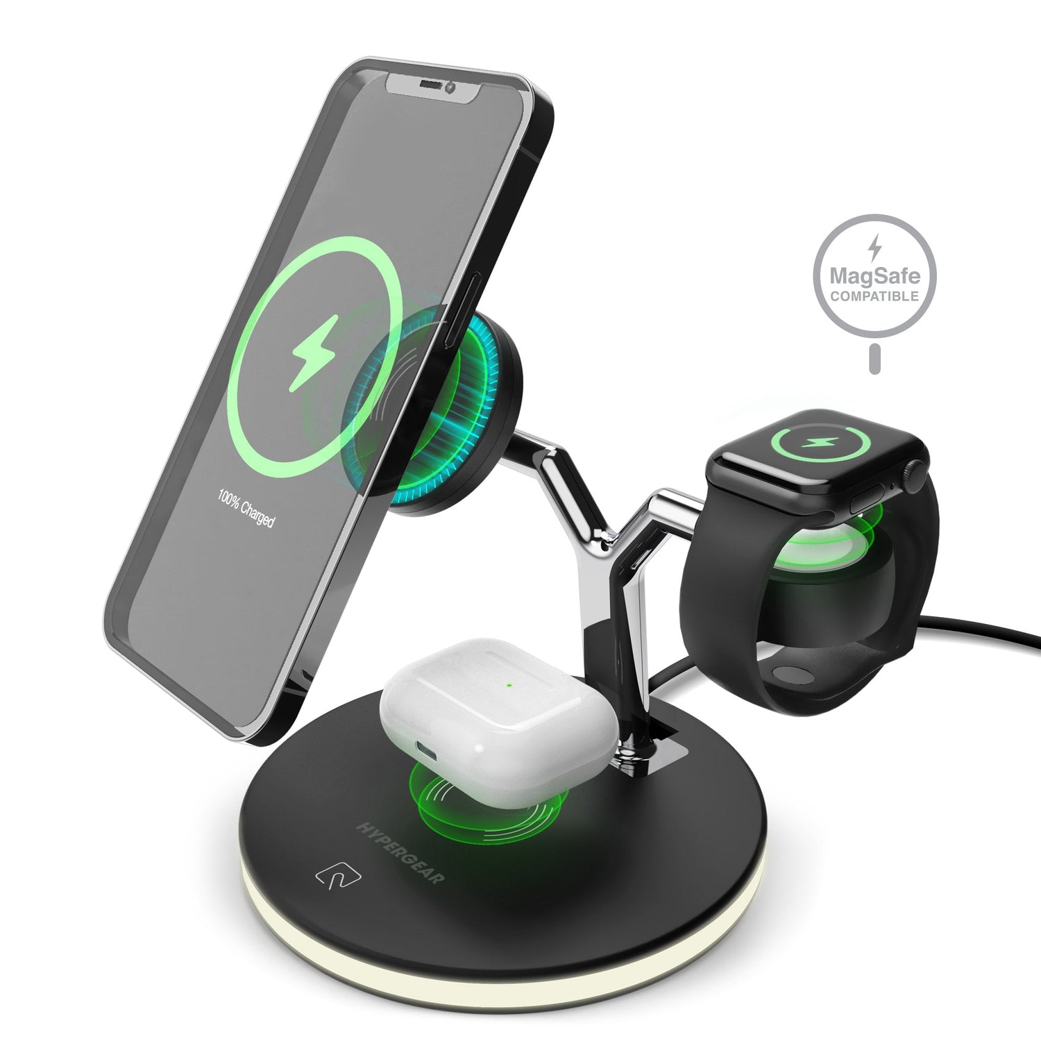 HyperGear MaxCharge 3-in-1 MagSafe Wireless Charging Stand for Phones Jupiter Gear Home