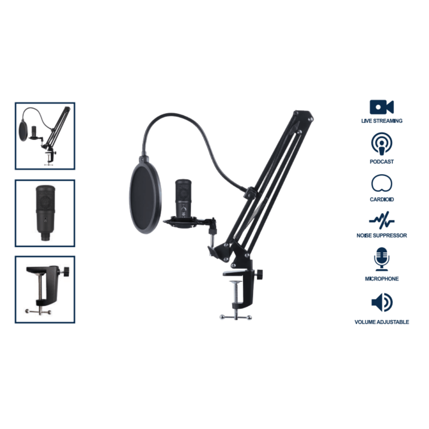 Emerson USB Gaming and Streaming Condenser Microphone Jupiter Gear Home