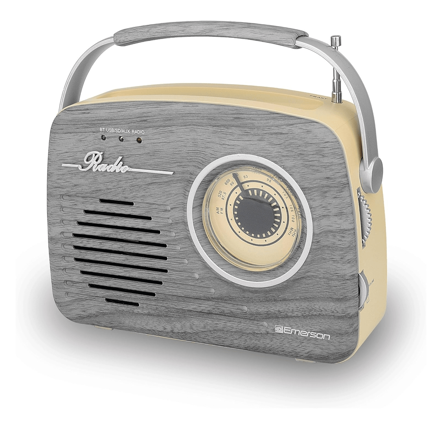 Emerson Portable Retro Radio with Built-In Rechargeable Battery and Memory Set Jupiter Gear Home