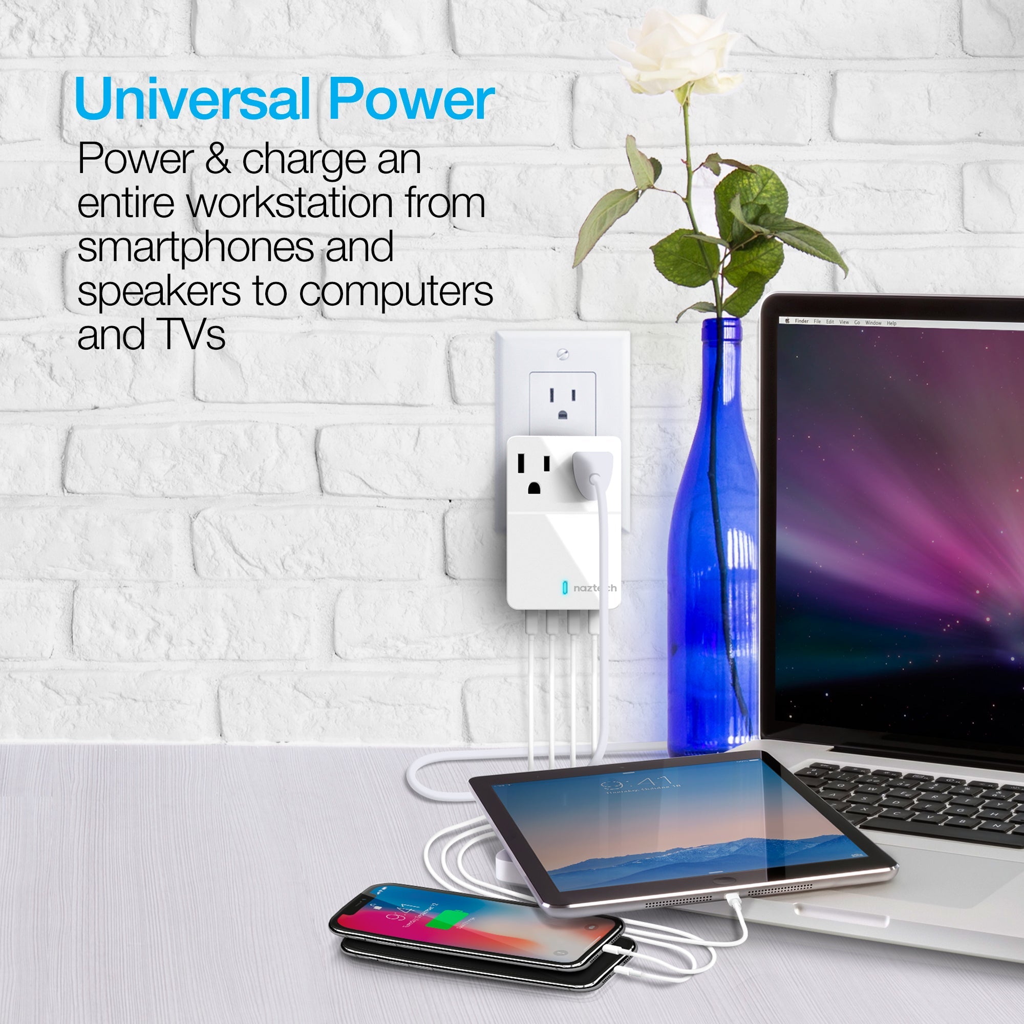 Naztech Fast Multi-Device Charger- 2 Outlets + 4 USB Port Jupiter Gear Home