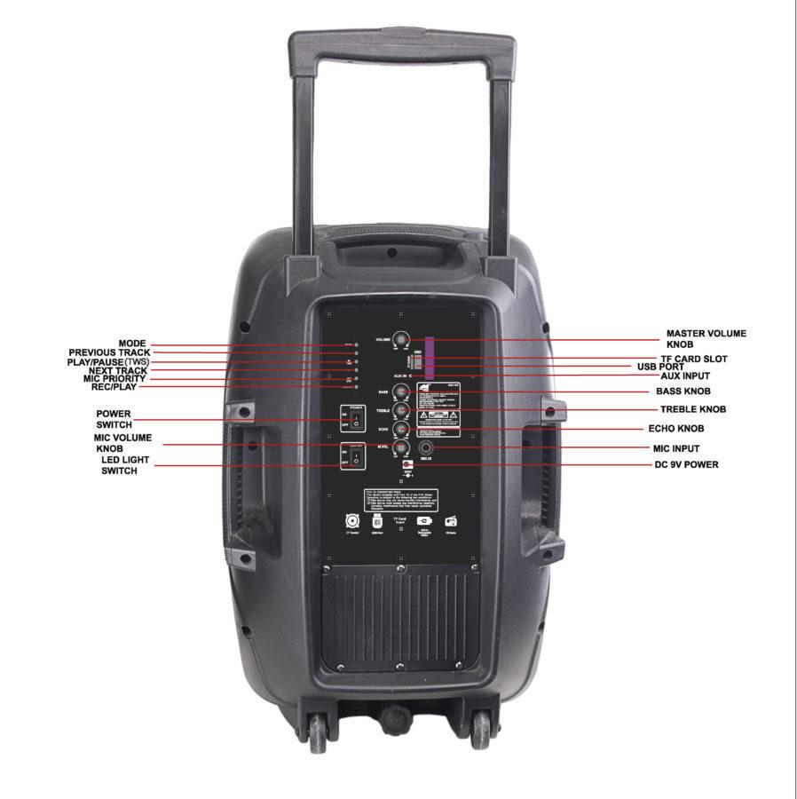 Naxa Portable 15 inch Bluetooth Party Speaker with Disco Light &amp; Stand Jupiter Gear Home