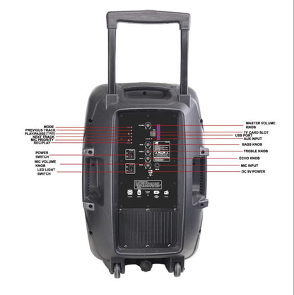 Naxa Portable 15 inch Bluetooth Party Speaker with Disco Light &amp; Stand Jupiter Gear Home