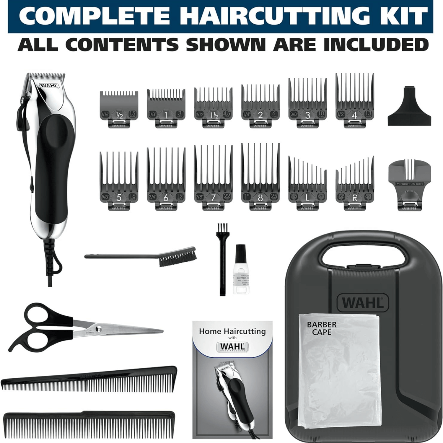 Wahl 24-Piece Chrome Pro Hair Clipper Kit Made in USA Jupiter Gear Home