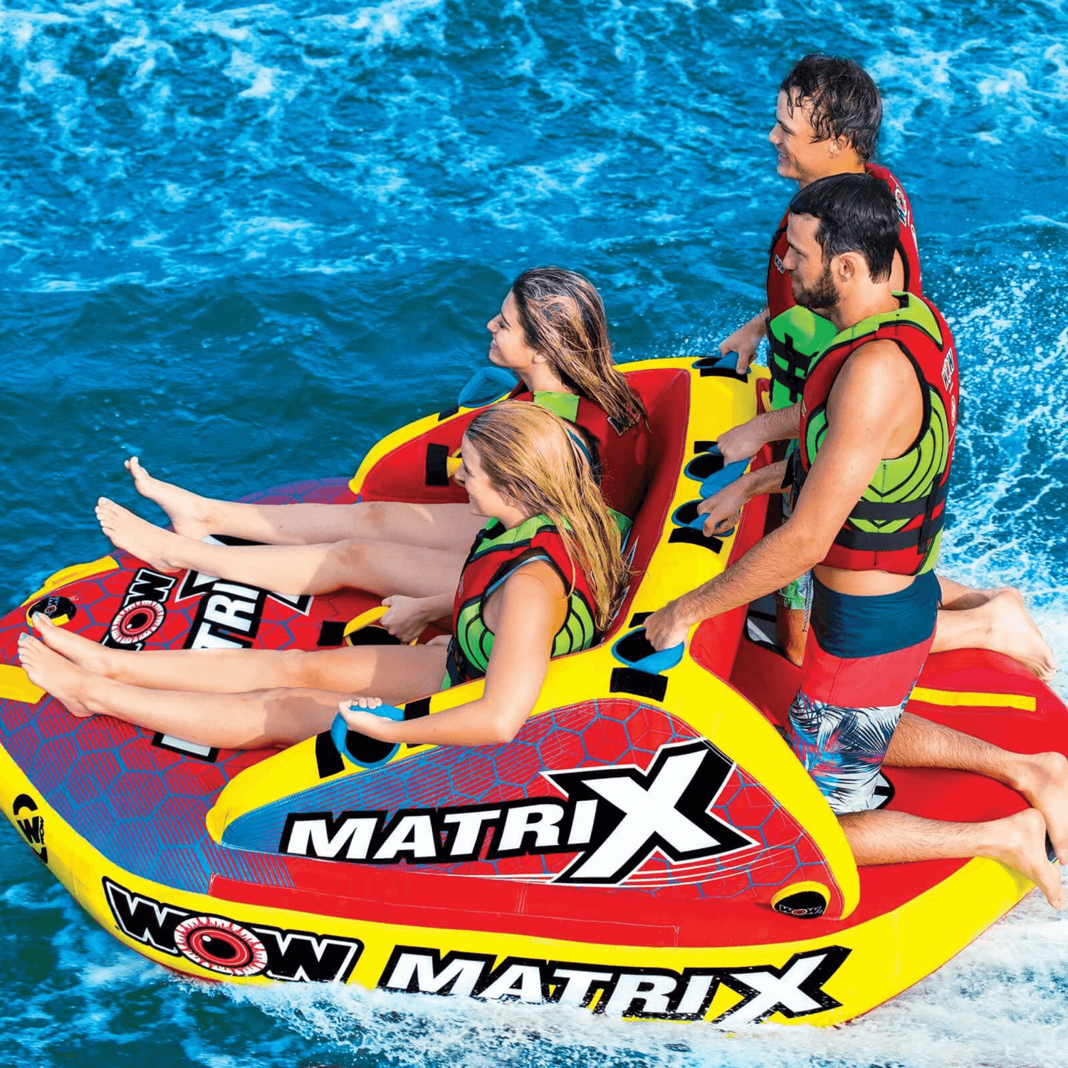 WOW Watersports Matrix Towable Boat Tube w Secure Seating for 1-4 Persons Jupiter Gear Home