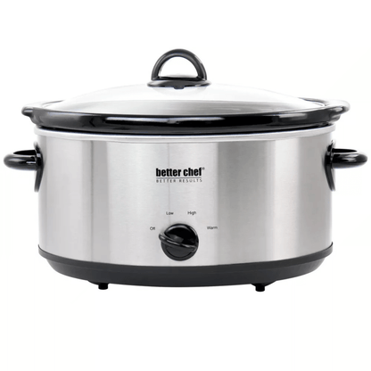 Better Chef 6-Quart Oval Stainless Steel Slow Cooker with Removable Stoneware Crock Jupiter Gear Home