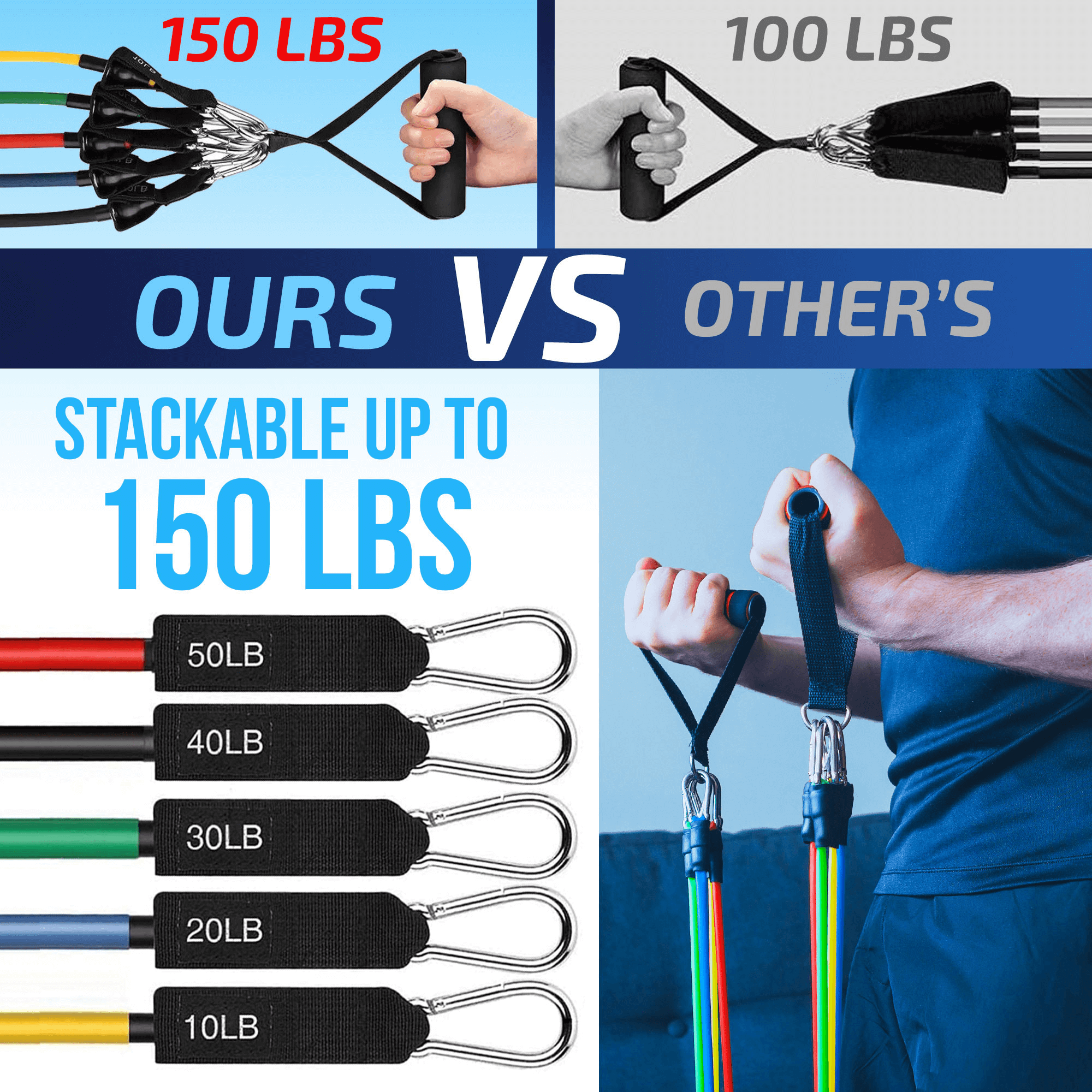 XGear Fitness 11-Piece Exercise Resistance Band Set with Handles Jupiter Gear Home