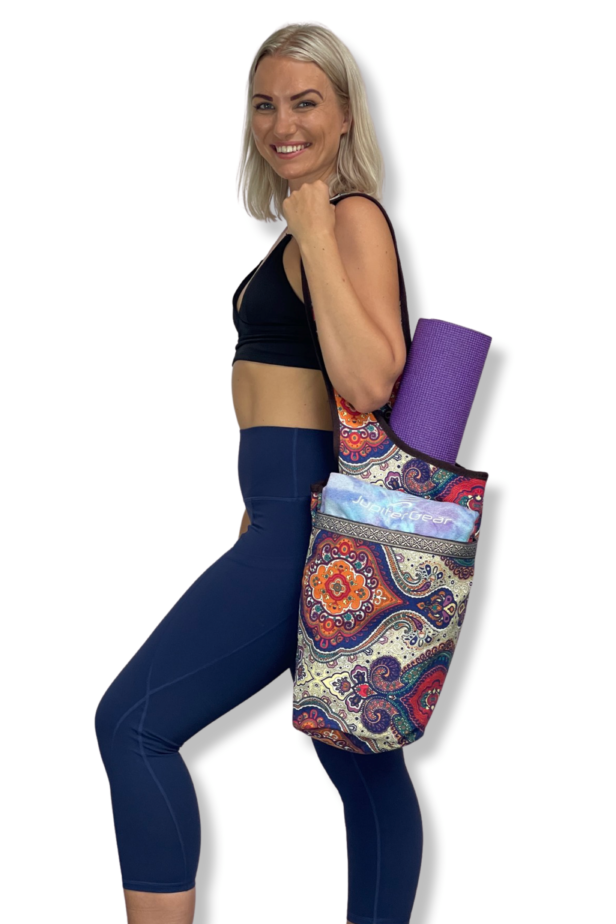 JupiterGear Yoga Mat Carrying Tote Bag with Large Size Pockets | Multipurpose and Fit Most Size Mats Jupiter Gear Home