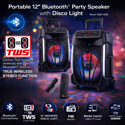 Naxa Portable 12" Bluetooth Party Speaker - Refurbished Jupiter Gear Home