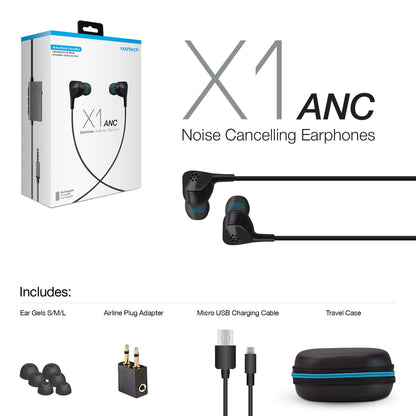 Naztech X1ANC Active Noise Cancelling Earphones 3.5mm Black (14509-HYP) Jupiter Gear Home