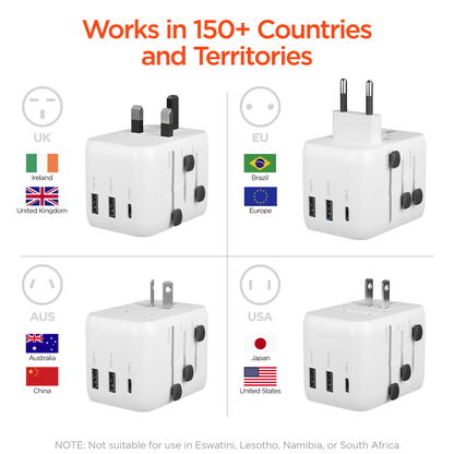 HyperGear WorldCharge Universal Travel Adapter with USB-C Jupiter Gear Home