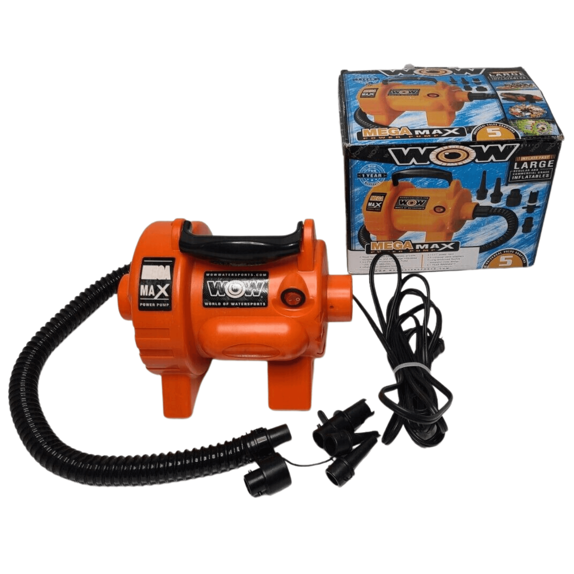 WOW Watersports Mega Max 120 Volt Electric Air Pump with 12 Foot Cord Jupiter Gear Home