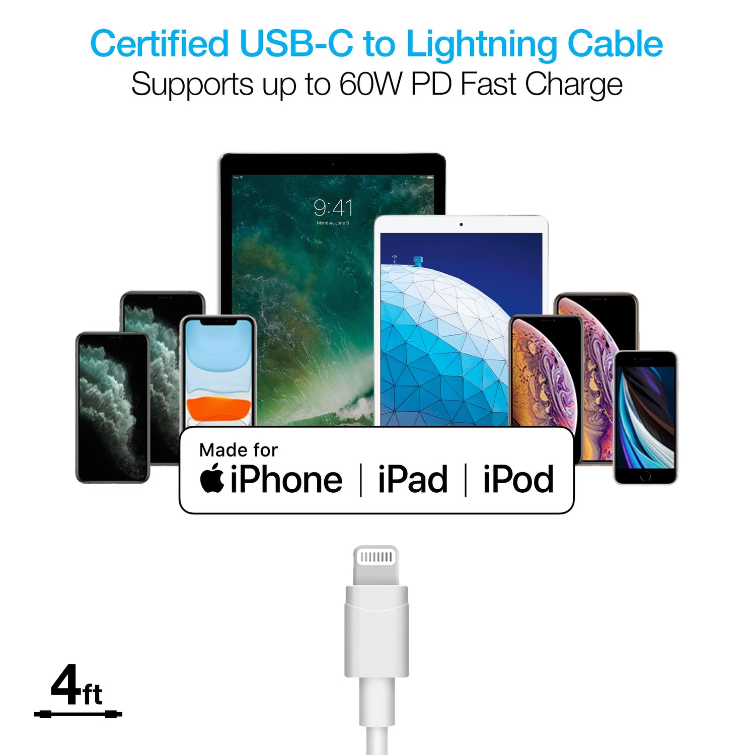 Naztech 20W PD Wall Charger + USB-C to Lightning 4ft Cable Jupiter Gear Home