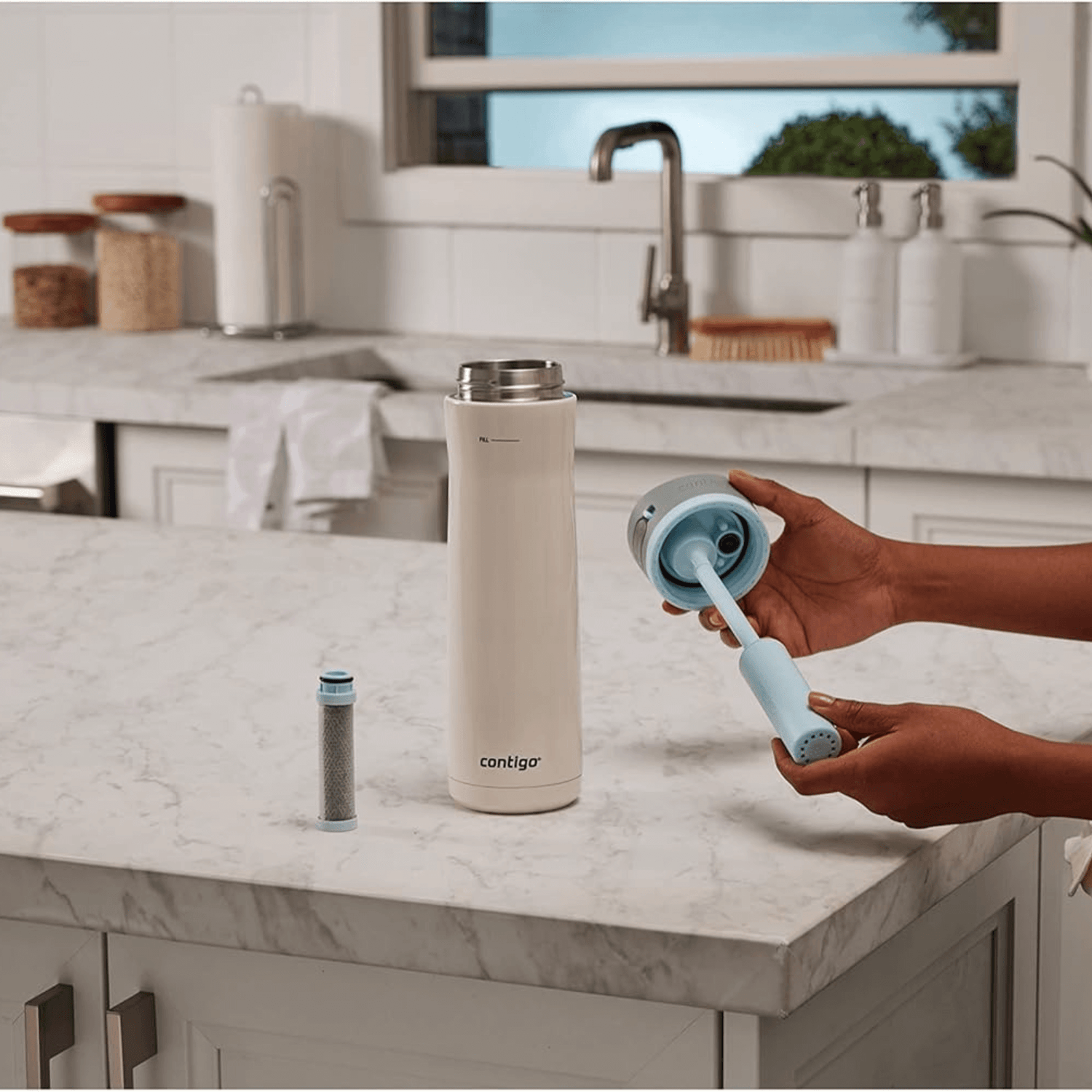 Contigo Wells Chill Stainless Steel 24oz Water Bottle with Autospout Straw Lid and Filter Jupiter Gear Home