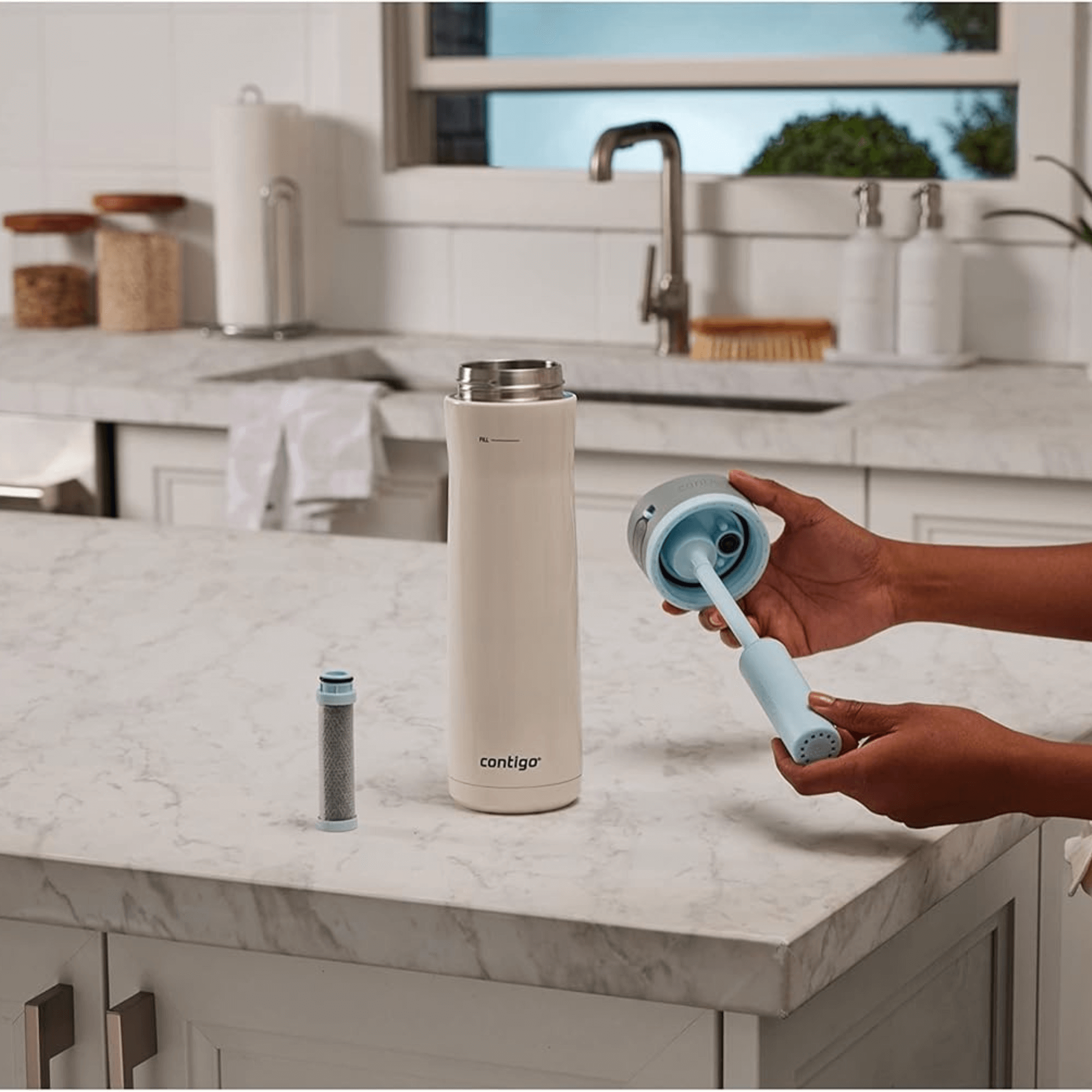 Contigo Wells Chill Stainless Steel 24oz Water Bottle with Autospout Straw Lid and Filter Jupiter Gear Home